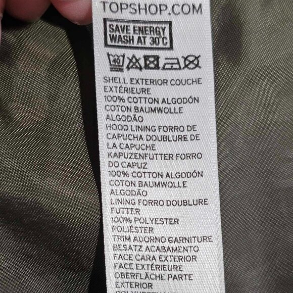 Topshop Petite Women's Lightweight Army Green Zip Up Hooded Jacket, XS - Picture 6 of 6